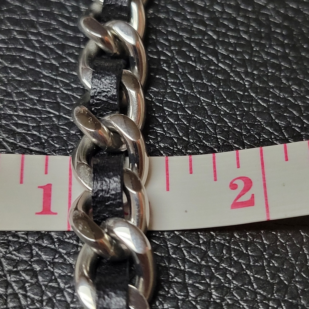 Signed Edforce Sheepskin Leather Stainless Steel Link Toggle Bracelet 30.3 gr. - Picture 3 of 5